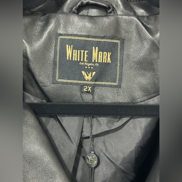 White Mark Black Faux Leather Studded Biker Waist Jacket Silver Accents … - Picture 11 of 16